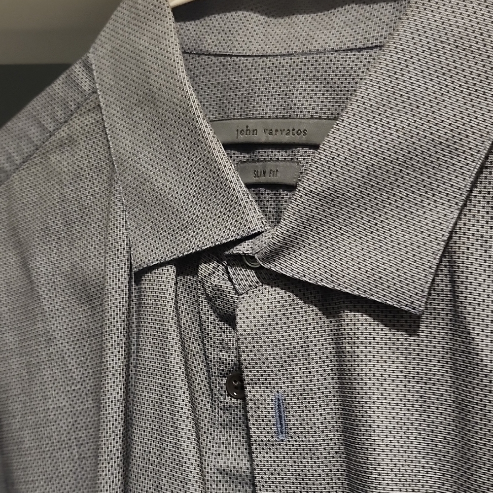 John Varvatos Black and White Patterned Men's Shirt